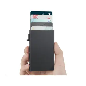 Dompet kartu logam pemblokir RFID, Dompet geser ramping minimalis aluminium, dompet tempat kartu logam untuk akses kartu cepat