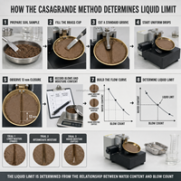 Appareil motorisé de laboratoire pour la détermination de la limite liquide, avec compteur automatique et coupelle de Casagrande, pour l'essai des sols de sous-couche