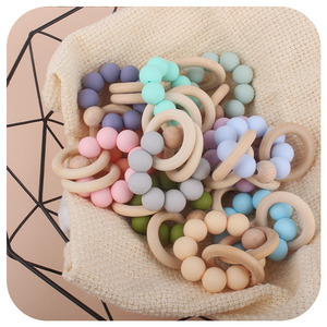 Sucette <span class=keywords><strong>pour</strong></span> bébé 100% silicone de qualité alimentaire avec chaîne anti-chute sans BPA, dotée d'un trou en bois de hêtre et d'un clip métallique - Product Image 2