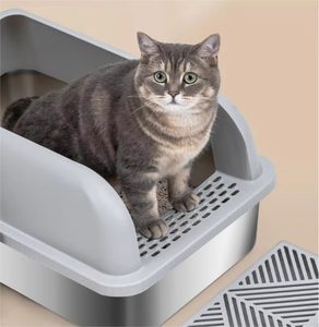 Caja de arena de acero inoxidable <span class=keywords><strong>para</strong></span> gatitos, caja de arena <span class=keywords><strong>para</strong></span> gatos de acero fácil de limpiar sin olores, caja de arena <span class=keywords><strong>para</strong></span> gatos y accesorios - Product Image 2