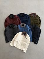 Veste de travail en toile de style Detroit vintage pour homme, col en velours côtelé contrastant, plusieurs poches, doublure en laine, veste de printemps, tailles S-XXL