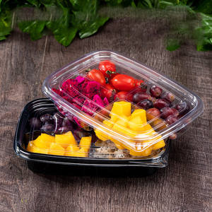 Caja de embalaje de plástico para mascotas transparente desechable de frutas recién cortadas, caja de ensalada de frutas rectangular con múltiples compartimentos con tapa - Product Image 3