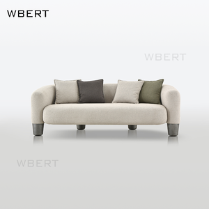 Divano <span class=keywords><strong>di</strong></span> Lusso WBERT a Tre Posti per Soggiorno - Tessuto Grigio <span class=keywords><strong>Montagna</strong></span> Innevata e Gambe Cilindriche in Legno Massello <span class=keywords><strong>Arredamento</strong></span> per la Casa - Product Image 2