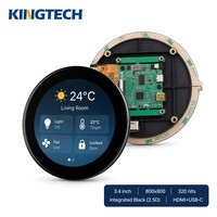 Kingtech Pantalla Táctil Capacitiva Multipunto Integrada de 3.4 Pulgadas, Negra, 800*800 IPS, 320nits, Monitor LCD para Hogar Inteligente Raspberry Pi