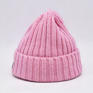 Pink Ribbed Knit Beanie-<b>Warm</b> Soft Common Travel Autumn Winter <b>Hat</b> for Unisex Custom Logo Puff Image Character Wholesale - Product Image 4