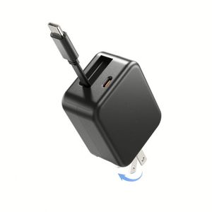 อะแดปเตอร์ชาร์จเร็วรุ่นใหม่ล่าสุด PD20W แบบพับได้ ปลั๊กแบบ US พร้อมสายชาร์จแบบยืดหดได้ Type C สำหรับโทรศัพท์ IP 16 15 และ Android - Product Image 1