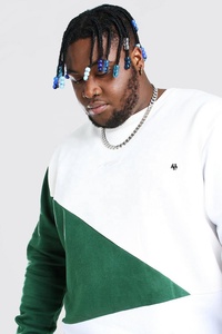 2021 de hombres sudaderas verde Plus tamaño guión de bloque de Color de manga larga sudadera (fabricación por Huzaifa productos) - Product Image 2