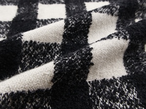 <span class=keywords><strong>Tissu</strong></span> de laine épaissi 950g par <span class=keywords><strong>mètre</strong></span> <span class=keywords><strong>tissu</strong></span> de laine de boucle à carreaux noir et <span class=keywords><strong>blanc</strong></span> lourd - Product Image 4
