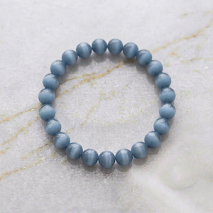 Bracelet extensible tendance SOFIYA CRAFT en résine acrylique œil-de-chat bleu brumeux, perles géométriques, pour femme - Product Image 1