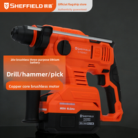 Marteau perforateur rotatif sans fil Steel Shield, perceuse à batterie lithium-ion sans balais, perceuse à percussion multifonction haute puissance de qualité industrielle pour béton