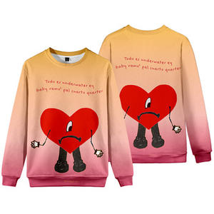 Sweat-shirt unisexe surdimensionné Fitspi en gros, imprimé 3D <span class=keywords><strong>Bad</strong></span> Bunny, pour hommes et femmes, col rond, pull, streetwear Harajuku - Product Image 6