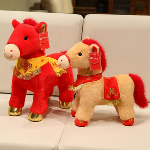 Caballo de Peluche de la Suerte Estilo Chino con Bufanda Roja de Bendición, Muñeco de Peluche Suave Hipoalergénico de Poliéster, Regalo Festivo - Product Image 6