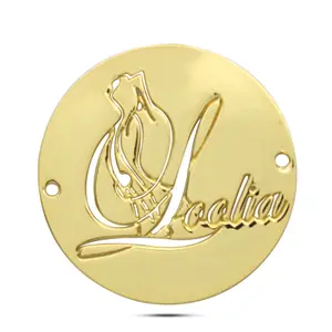 Plate High Grade Custom Engraved Texture Logo Brushed Metal Label Round Gold or Custom Color Bags accessories Sampling Accepted