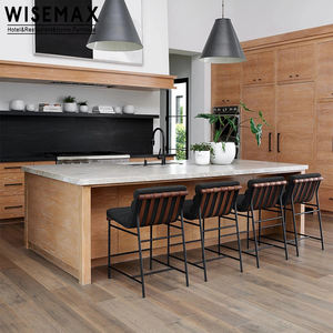 Taburete de Bar Estilo Rústico Francés WISEMAX, Taburete de Tela Bouclé Crema, Silla de Bar, Taburete de Cocina, Taburete Alto para Restaurante - Product Image 3