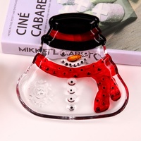 FLVC Minimalistische Kerst Sneeuwpop Kristallen Glazen Fruitcake Schaal Sneeuwpop Kerstkoekjes Snack Traktatie Glazen Schaal