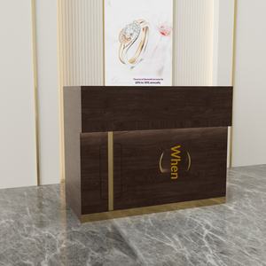 Vitrine à bijoux en or avec éclairage LED, rangement amovible, sculptures en jade, verre de jadéite, style vintage, bois massif, acier inoxydable - Product Image 3