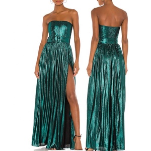 Robes de soirée longues en satin de haute qualité, style haute couture, avec épaules dénudées et ceinture, pour fêtes et clubs, pour femme - Product Image 1