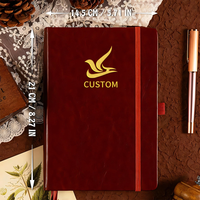 Carnet à couverture rigide en cuir véritable personnalisé A5, logo gravé, ensemble cadeau pour entreprise