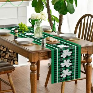 St. Patrick's Farmhouse <b>Tablecloth</b> <b>Embroidered</b> Clover Design Banner Flag <b>Tablecloth</b> for Kitchen Dining Home - Product Image 1