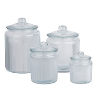 Bocal alimentaire en verre hermétique écologique de 5600 ml, 3800 ml, 1800 ml, 960 ml, pour la maison et la cuisine, avec couvercle en verre et design en relief