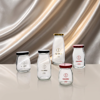 Botol Jus Kaca Bening Portabel Baru untuk Dijual, Ukuran 150ml 250ml 500ml 1L, Botol Susu Kaca dengan Tutup Logam, Botol Minuman