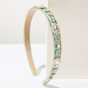 Serre-tête élégant en tissu uni avec strass irréguliers de style baroque, accessoire de coiffure de mariée - Product Image 4