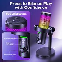 Micrófono de Condensador USB OEM de Alta Gama para PC, Teléfono, Streaming, Grabación, Reducción de Ruido, Micrófono Cardioide con Iluminación RGB