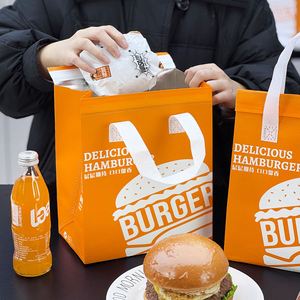 Bolsas Desechables Personalizadas, Resistentes, Impermeables, de Papel de Aluminio, Aislantes Térmicas, con Asa Larga para Alimentos Calientes y Fríos, como Hamburguesas - Product Image 3