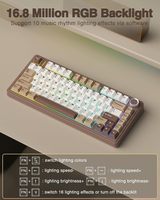 Clavier mécanique sans fil AULA F75 Bluetooth 5.0 USB 2.4G filaire, avec touches PBT RGB interchangeables à chaud, disposition 75%, clavier de jeu