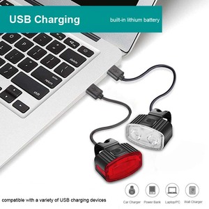 En nuevo conjunto de luces de <span class=keywords><strong>bicicleta</strong></span>, luz trasera LED de conducción trasera, faro recargable por USB, <span class=keywords><strong>lámpara</strong></span> de advertencia de seguridad <span class=keywords><strong>para</strong></span> ciclismo - Product Image 2