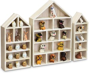 House-Shaped Wooden Shadow Cubby Box Display Shelf Toy Organizer Storage Shadow Box