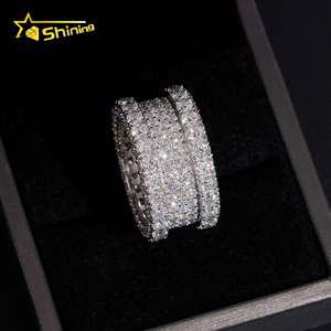 Anello Hip Hop Iced Out con Diamanti Moissanite Placcato Oro, Gioielli Raffinati, Supera il Test del Diamante, GRA Moissanite, <span class=keywords><strong>Anelli</strong></span> da <span class=keywords><strong>Uomo</strong></span> in <span class=keywords><strong>Argento</strong></span> <span class=keywords><strong>925</strong></span> - Product Image 4