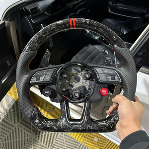 Volant en fibre de carbone forgée pour Audi B9 A3 A4 A5 S4 RS5 S3 S4 S5 A6 A7 A8 Q5 Q7 Q8 TT R8 S6 RS6 <span class=keywords><strong>RS7</strong></span> S7 B8 - Product Image 1