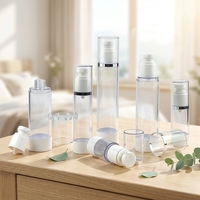 Flacons cosmétiques ronds en plastique vides de 15 ml à 100 ml avec bouchon à vis et pompe pulvérisatrice pour crème visage, avec impression sérigraphique