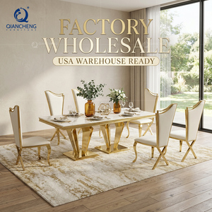 Muebles de Cocina Modernos de Acero Inoxidable, Diseño Italiano Elegante, Juego de Comedor de Lujo de Alta Gama para Villa con <span class=keywords><strong>8</strong></span>/10 Sillas - Product Image 4