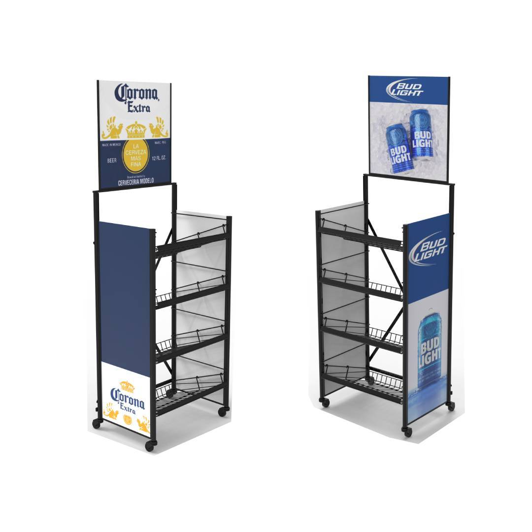 Customized Metal Display Stand Beer Display Rack Shelf for Supermarket & Retail Store — view 2