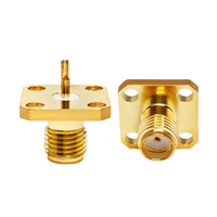 Konektor Adaptor Koaksial RF Pabrik N/SMA/BNC/UHF/7/16 DIN/4.3-10 Male Plug Flange Panel 4-Lubang Solder M3 M4 M5 Pin
