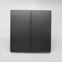 Interruptor de pared negro clásico de Diseño de Moda de fabricante sin marco de dos bandas estándar británico para uso doméstico comercial