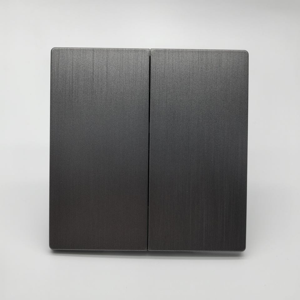 British Standard Two Gang Frameless Manufacturer Fashion Design Classical Black Wall Switch for Commercial Home Use