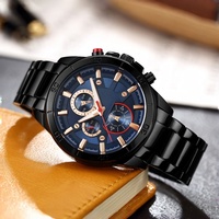 Montre de luxe pour homme en alliage à quartz, étanche, chronographe, phase de lune, date, cadran rotatif