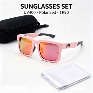 Lunettes de soleil carrées polarisées TR90 en gros, verres miroir UV400, pour surf et plage, monture intégrale, étui <span class=keywords><strong>EVA</strong></span>, tissu, couleurs vives, personnalisables, confortables - Product Image 4