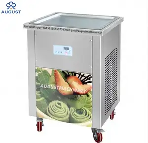 Kommerzielle Softeis-Maschine Doppel-Rundpfannen Tiefkühl-Joghurt-Maschine Bratis-Eiscreme-Rollen-Herstellungsmaschine