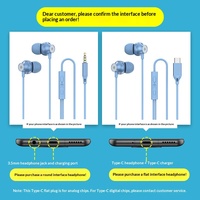 Écouteurs filaires intra-auriculaires TPE avec interface 3,5 mm/Type-C, longueur de câble de 1,2 m, subwoofer, commande filaire pour téléphone portable, vente en gros
