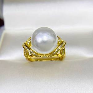 10610 Accessoires de perles DIY, support de bague en argent S925 avec perles rondes de 12-13 mm, apprêts de bijoux tendance, taille 6 mm - Product Image 3