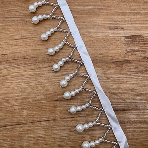 Chất lượng cao ren vải với hạt và ngọc trai Webbing Mặt dây chuyền ngọc trai TRIM tua - Product Image 3