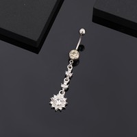 CRYSPURE 14g Piercings de nombril en acier inoxydable pour femmes, avec pendentifs CZ, Saturne, Flocon de neige, Gland, Bijoux de corps, Vente en gros OEM