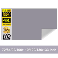 Layar Proyeksi Portabel Putih Matte 100 inci/130 inci/133 inci/Layar Proyeksi Manual HD Portabel Short Throw
