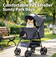 Poussette pour animaux de compagnie à 4 roues avec cadre en métal personnalisé, légère, pliable, pour usage commercial