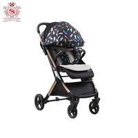 Poussette de voyage compacte en lin de haute qualité, roues universelles à 360°, cadre en alliage d'aluminium, poussette légère pour bébé, style sac à dos
