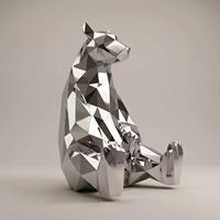 Escultura de Metal Personalizada de Oso Sentado en Acero Inoxidable 304/316 con Acabado Espejo Moderno para Decoración Artística de Jardín o Plaza al Aire Libre